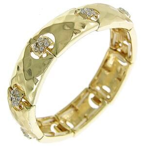 Clear Rhinestone Gold Tone Stretch Bracelet